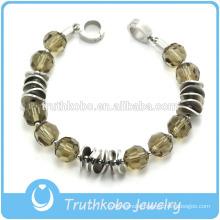 TKB-JB0106 Fashionable best-selling two tone with acrylic beads and coin shape metal 316L stainless steel bracelets & bangles